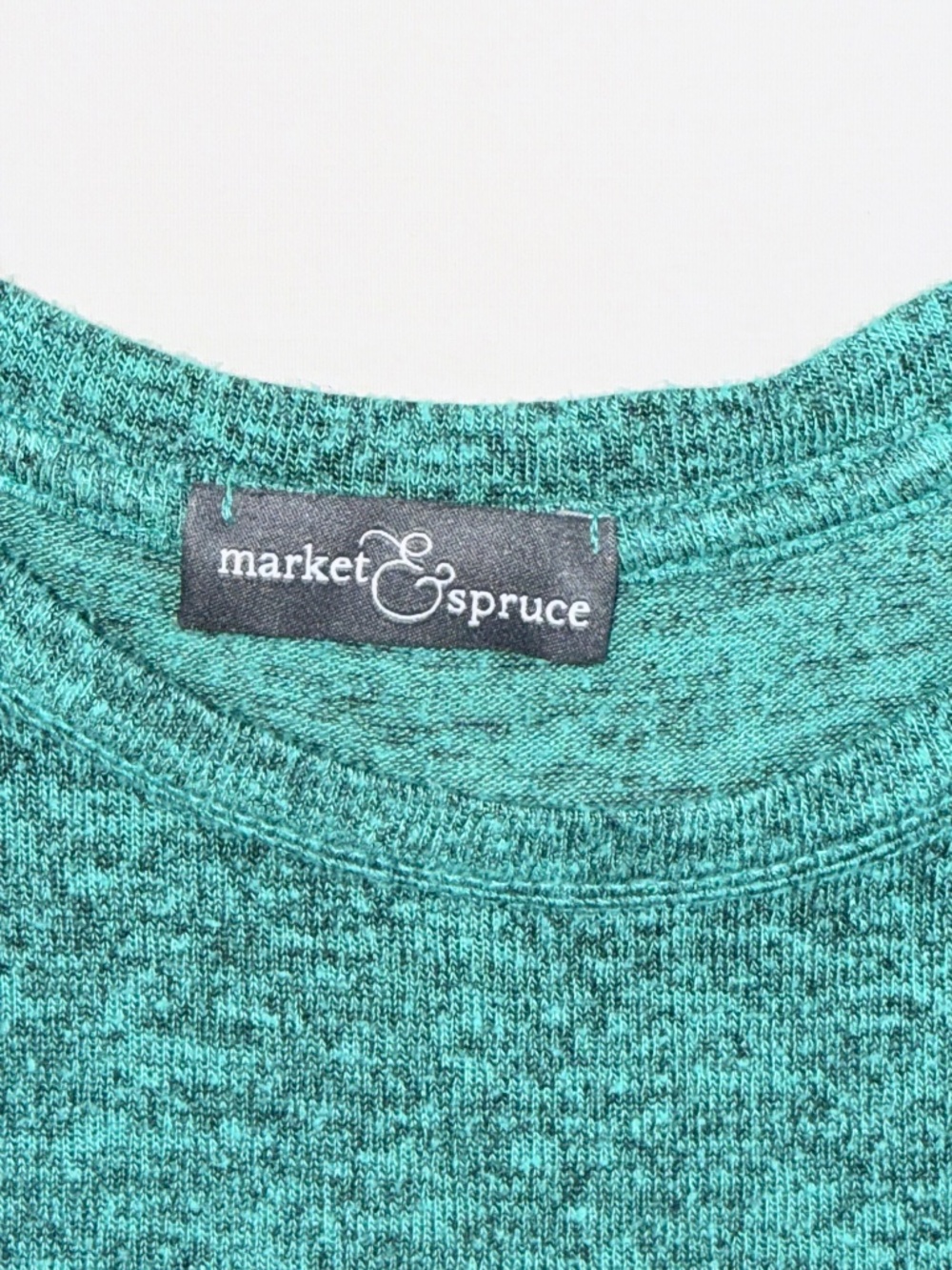 Market & Spruce Teal Marled Knit Curved Hem Tee M - Picture 2 of 4